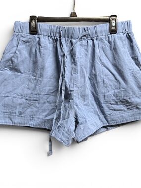 Blue Cotton Elastic Waist Lounge Summer Shorts NWOT Fits Large